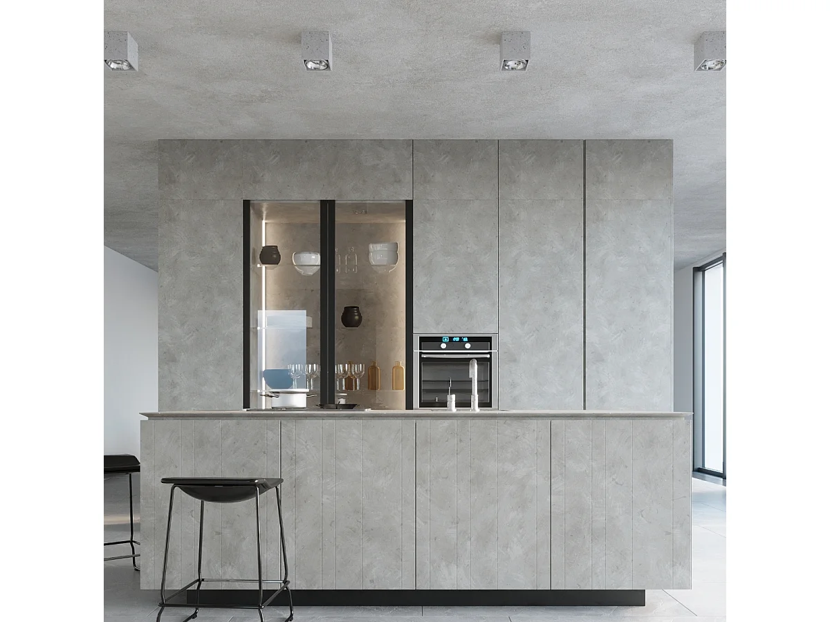 Plafonniers Solvex industriel en béton - 1 sources lumineuses 3000K - L.14 x H.14 cm - gris