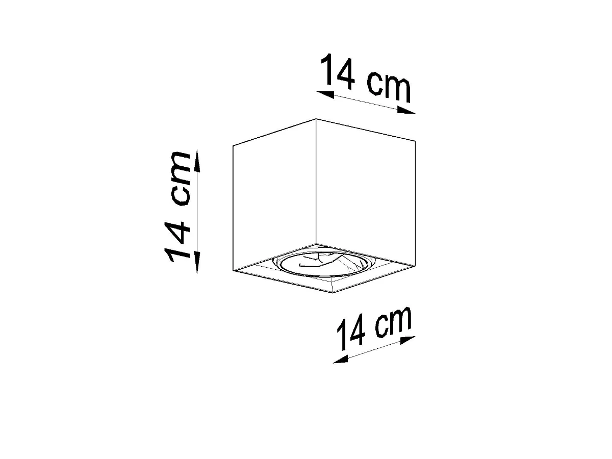 Plafony industrialny Solvex, beton - 1 źródło światła 3000K - L.14 x H.14 cm - szary