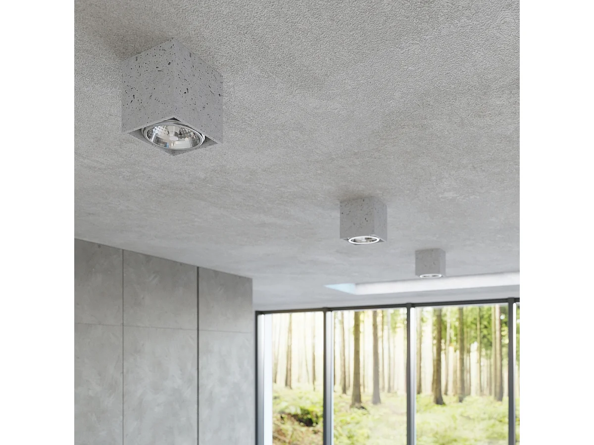 Plafony industrialny Solvex, beton - 1 źródło światła 3000K - L.14 x H.14 cm - szary
