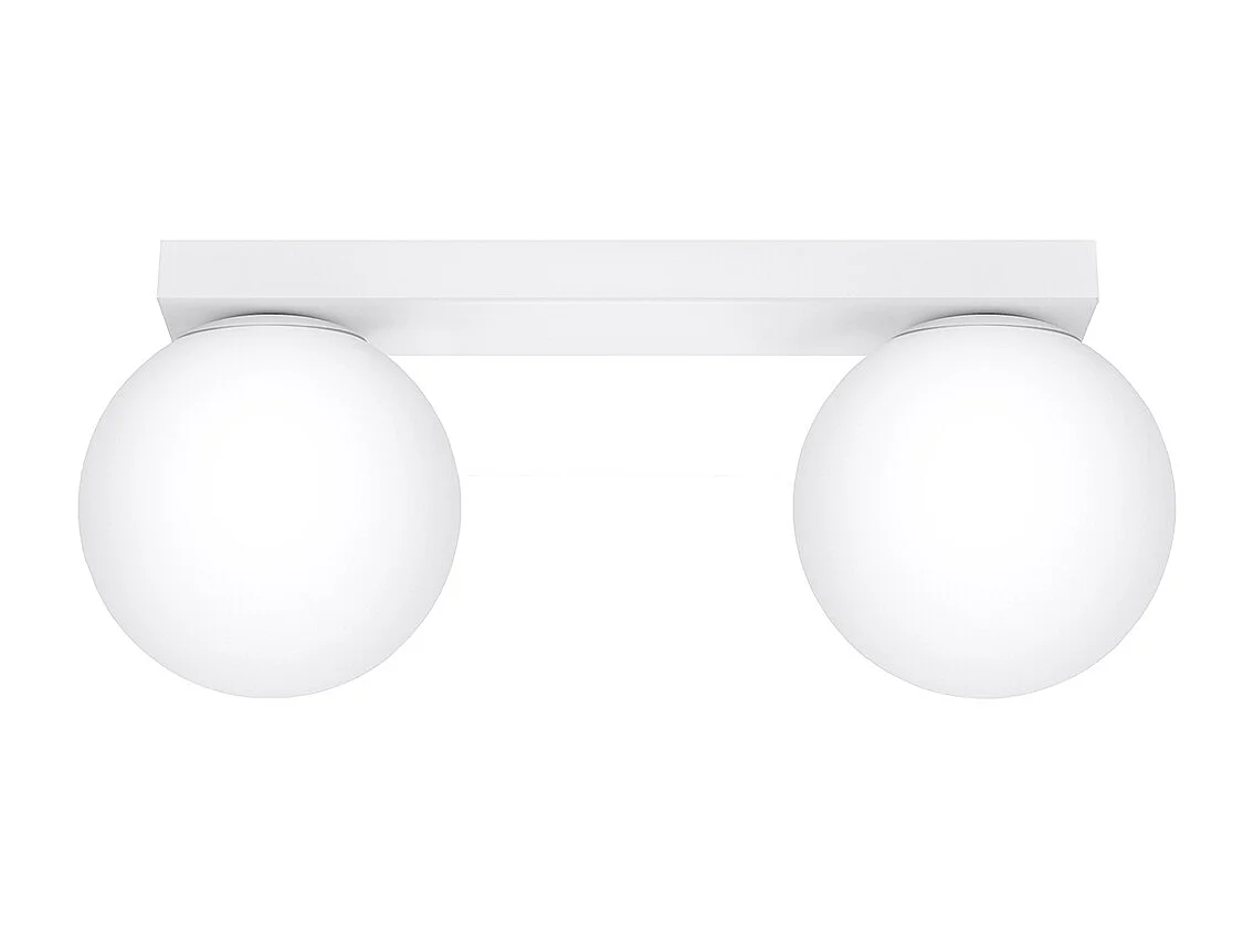 Plafonniers Zynfi moderne en acier/verre - 2 sources lumineuses 3000K - L.34,5 x H.14,5 cm - blanc