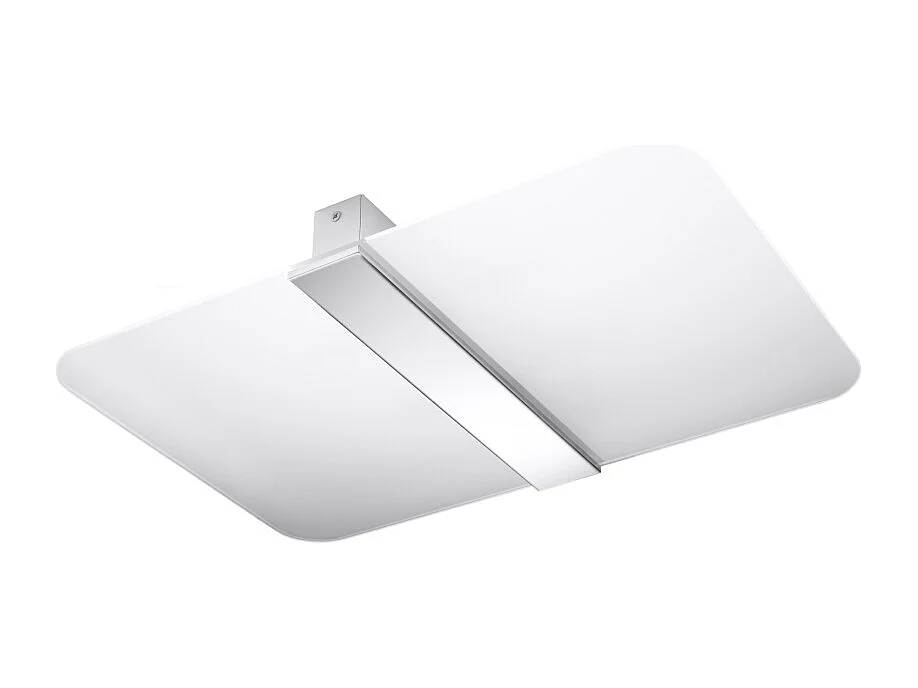 Plafonniers Feralia moderne en acier/verre - 4 sources lumineuses 4000K - L.45 x H.5,5 cm - chrome