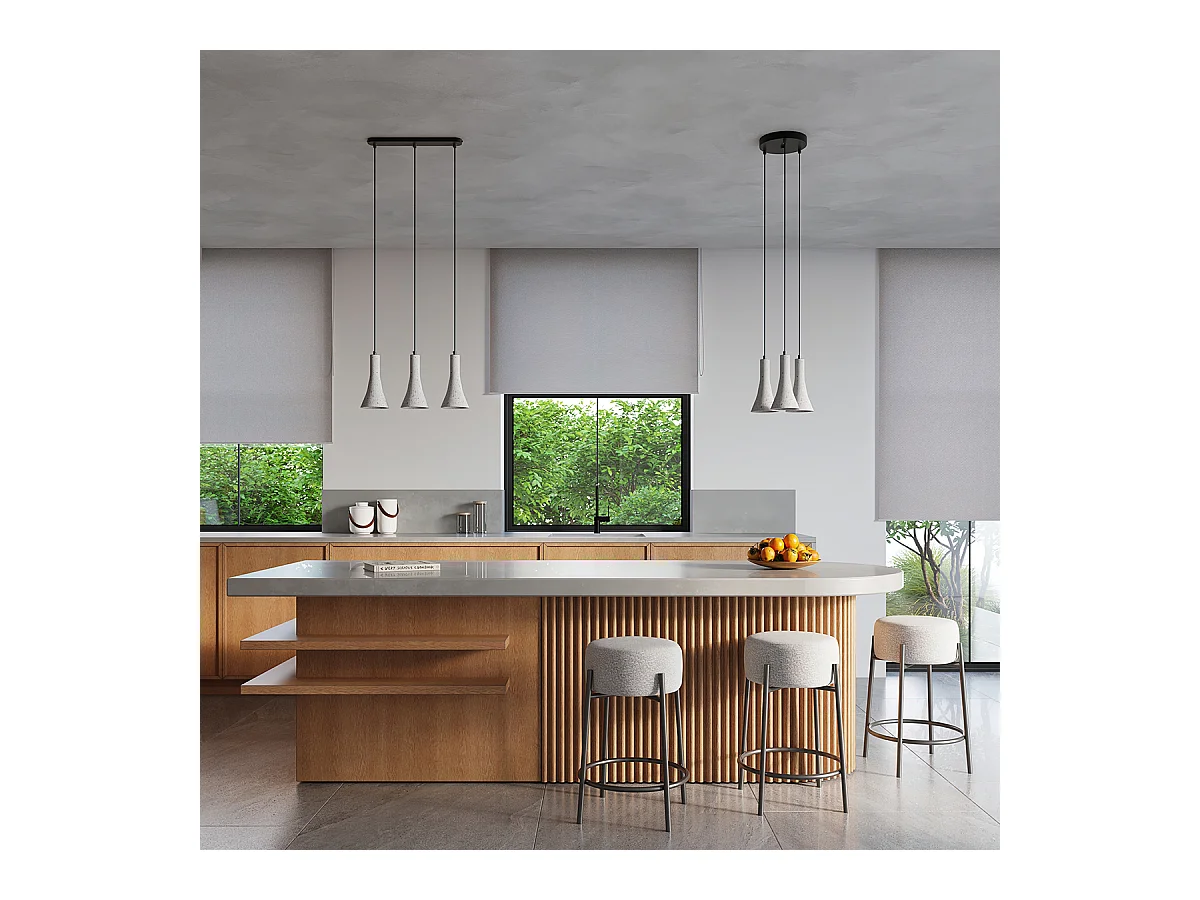 Lampes suspendues Lum moderne en béton - 1 sources lumineuses 4000K - L.12 x H.125 cm - gris