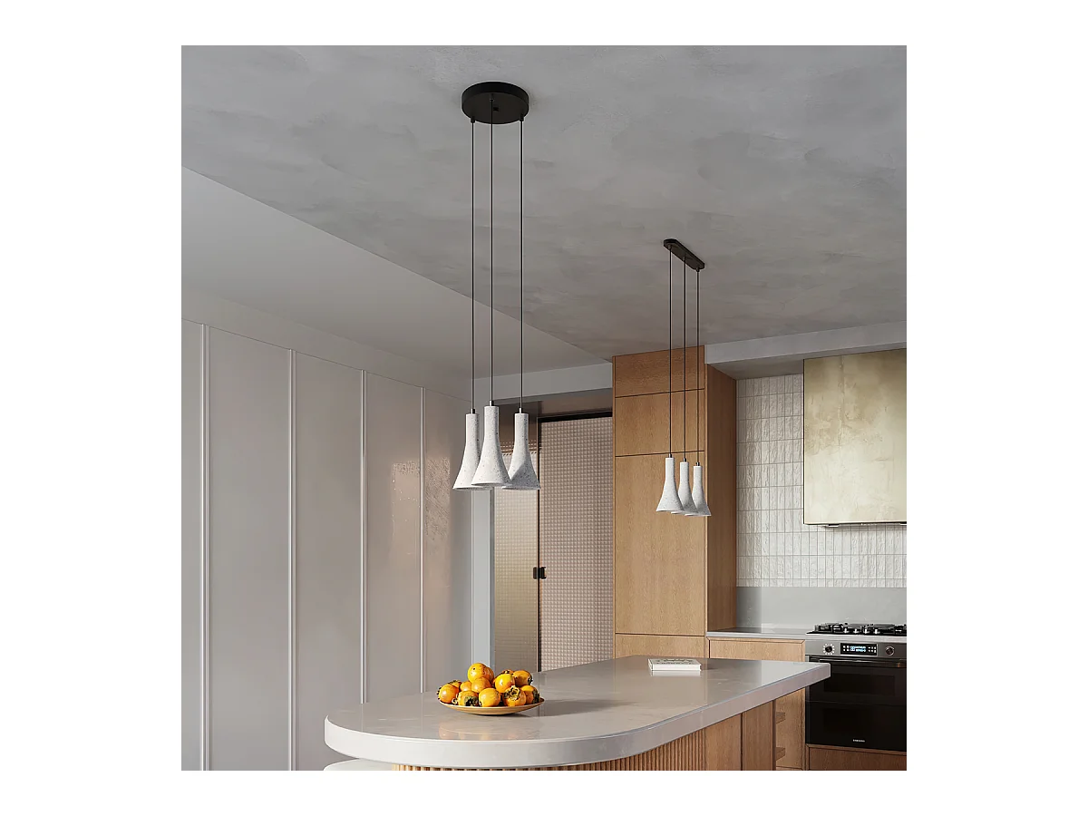 Lampes suspendues Lum moderne en béton - 1 sources lumineuses 4000K - L.12 x H.125 cm - gris