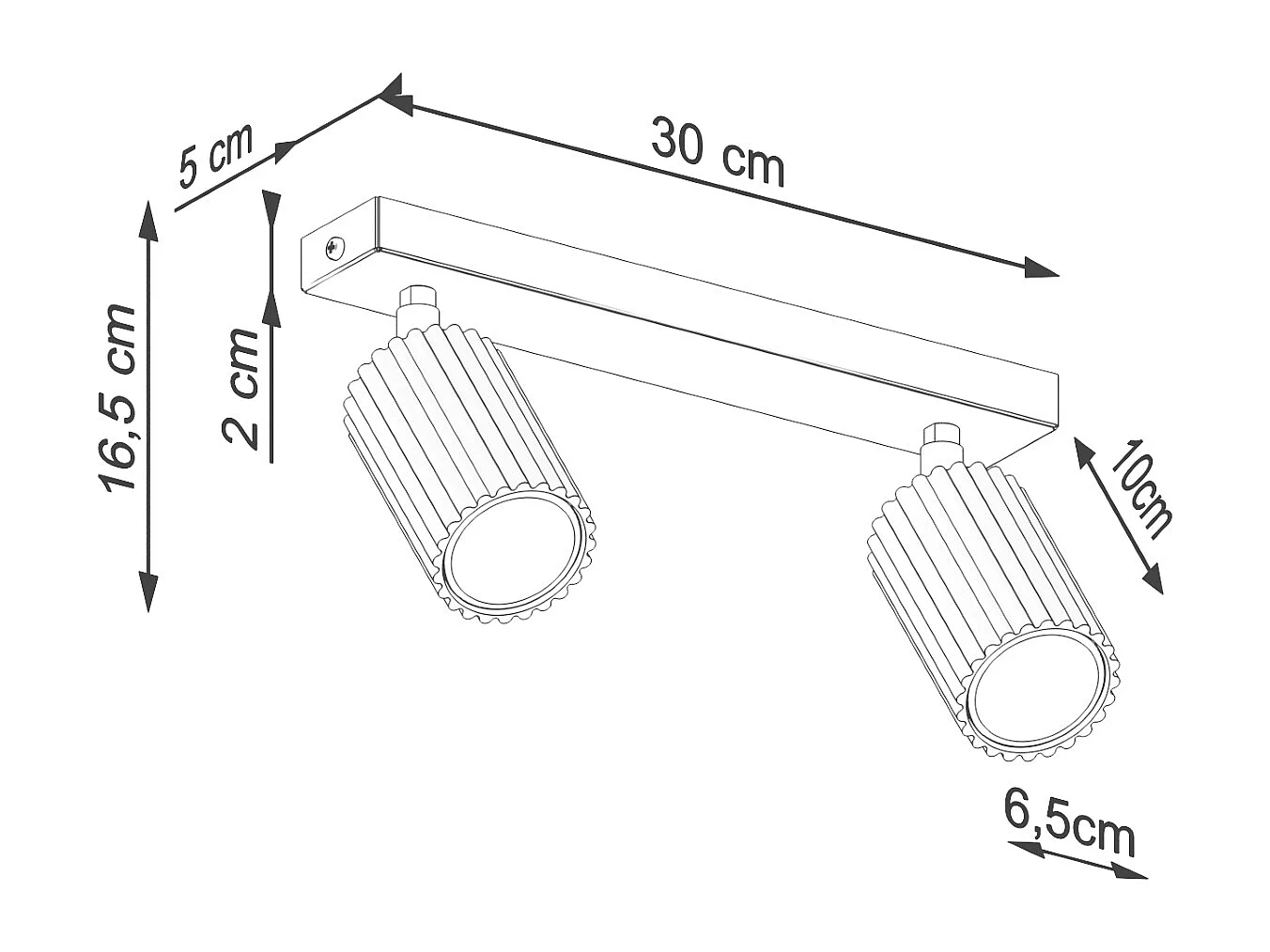 Plafonnier Gloow minimaliste en aluminium - 2 sources lumineuses 3000K - L.30 x H.16,5 cm - noir