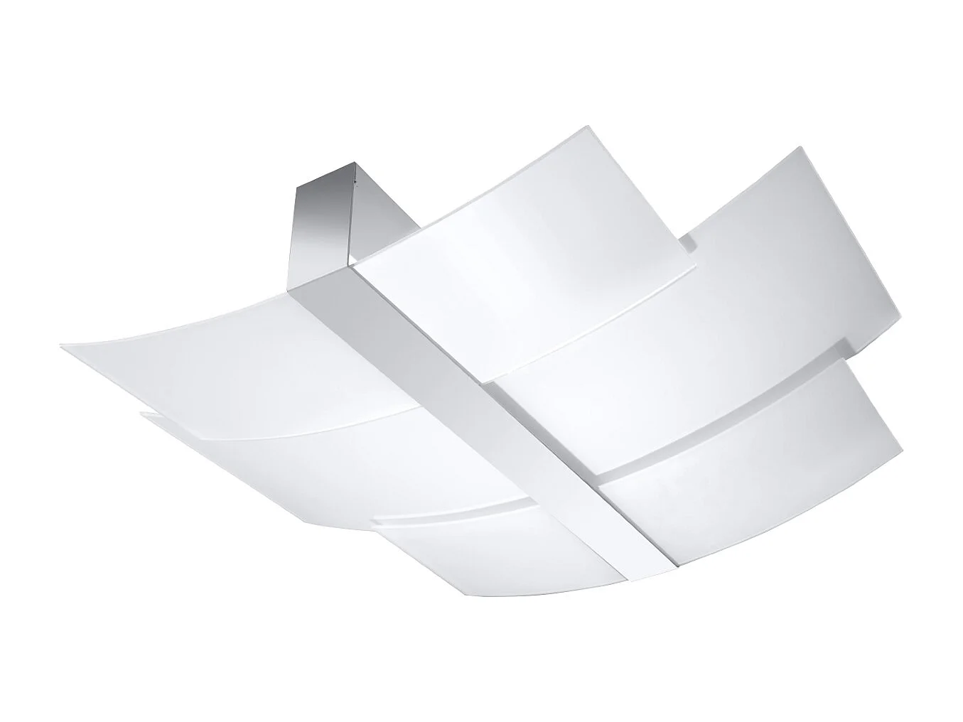 Plafonniers Zelora moderne en acier/verre - 3 sources lumineuses 4000K - L.61 x H.7 cm - chromé/blanc