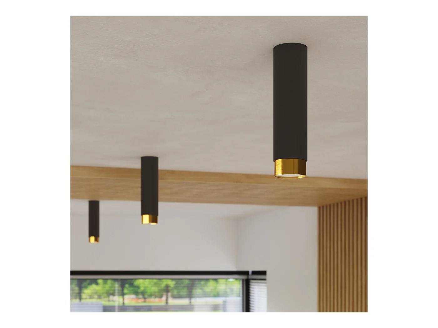 Lampada da soffitto Alvor moderno di acciaio - 1 sorgenti luminose 4000K - L.6 x A.22,5 cm - Alvor/oro