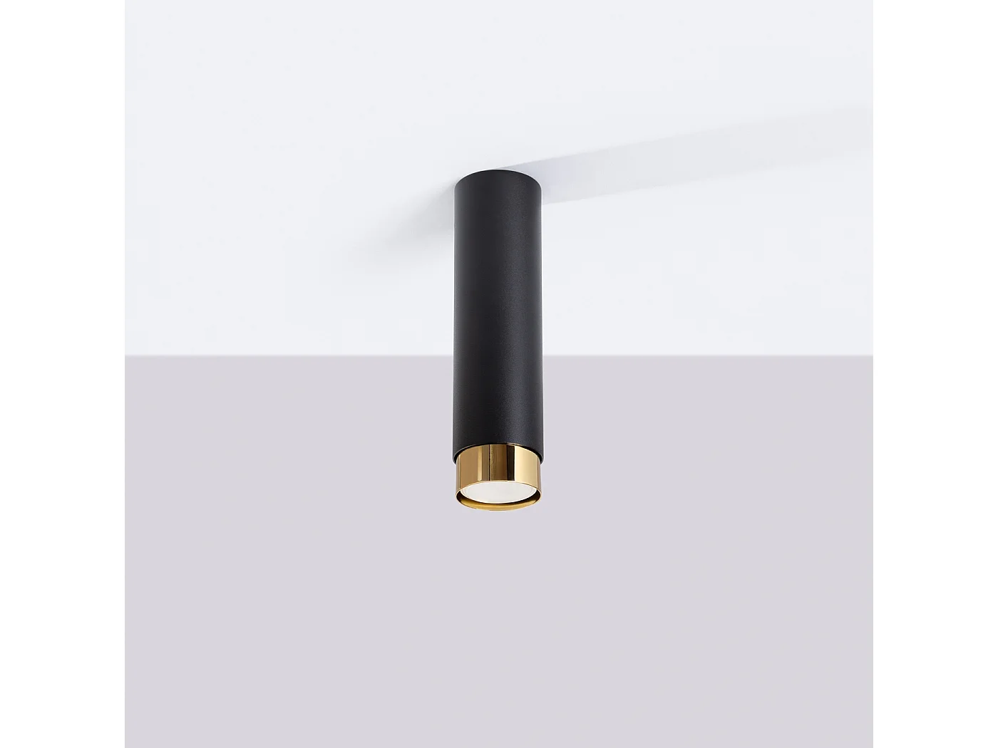 Plafonnier Alvor moderne en acier - 1 sources lumineuses 4000K - L.6 x H.22,5 cm - noir/or