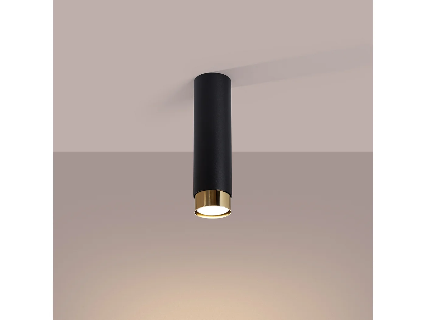 Plafonnier Alvor moderne en acier - 1 sources lumineuses 4000K - L.6 x H.22,5 cm - noir/or