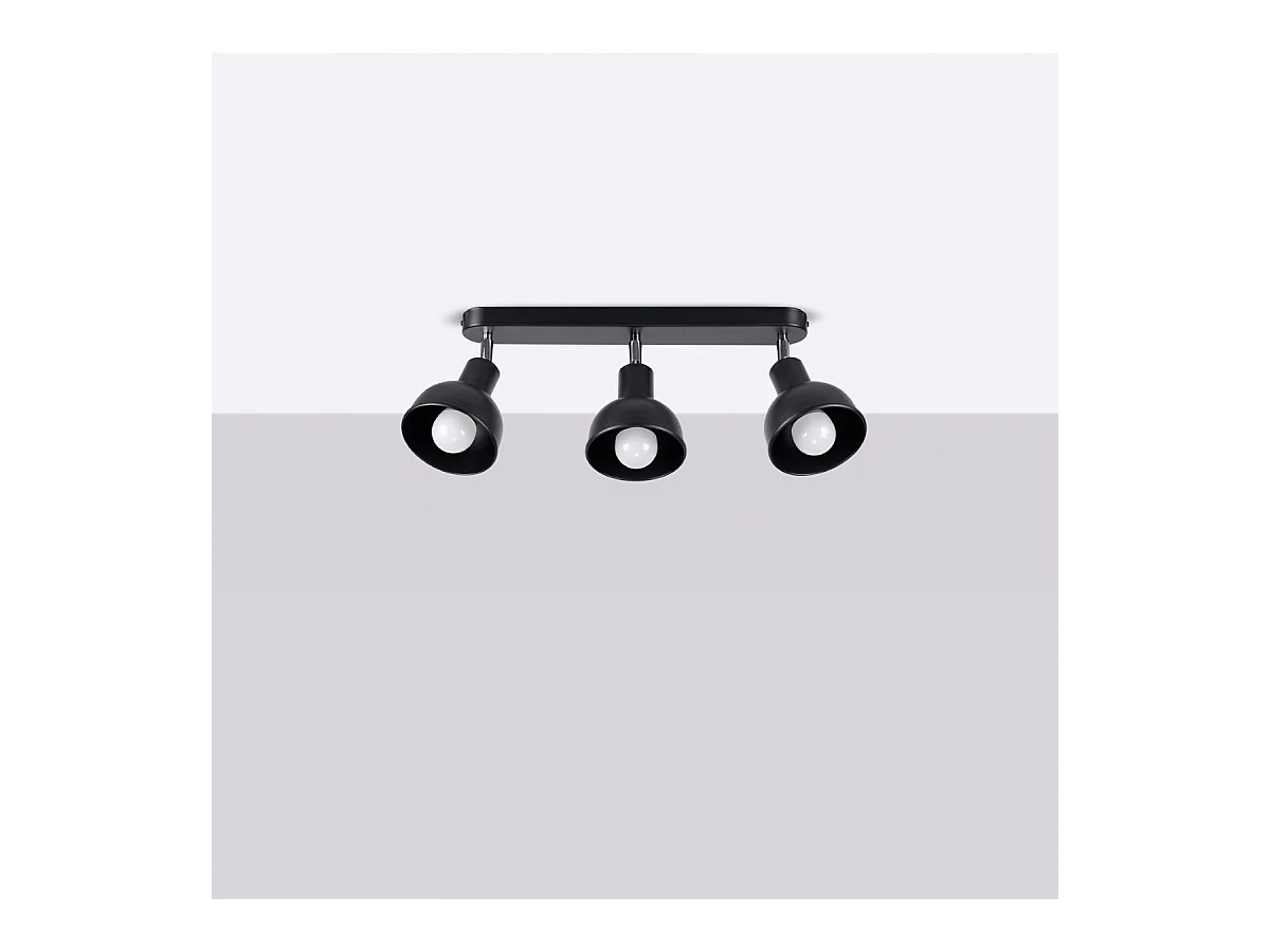 Luminárias de teto Zenda sótão, aço - 3 fontes de luz 4000K - L.59 x H.18.5 cm - preto