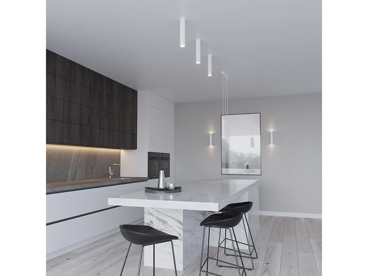 Plafonniers Toris moderne en acier - 1 sources lumineuses 4000K - L.6 x H.30 cm - blanc