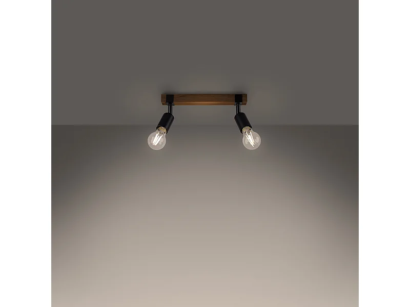 Plafondlampen Shad modern van  - 2 lichtbronnen 3000K - L.38 x H.14 cm - zwart hout