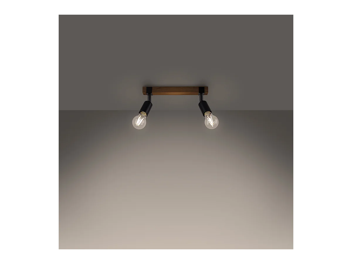 Plafondlampen Shad modern van  - 2 lichtbronnen 3000K - L.38 x H.14 cm - zwart hout