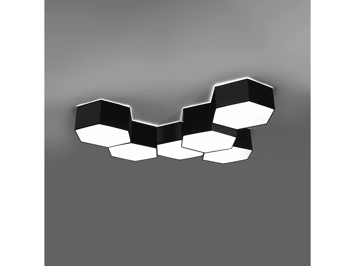 Plafonniers Solinia moderne en PVC - 2 sources lumineuses 3000K - L.30,5 x H.13,5 cm - noir