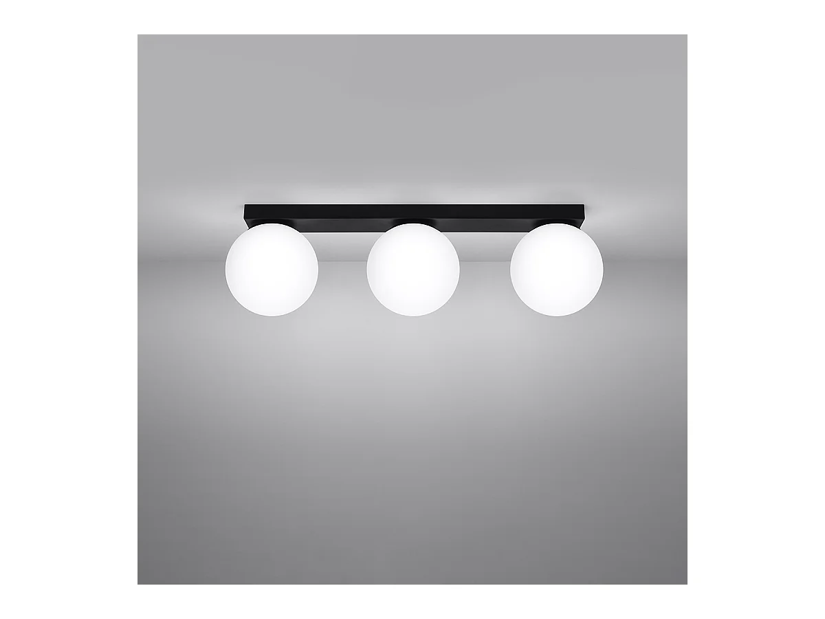 Plafony nowoczesny Zynfi, stal/szkło - 3 źródło światła 4000K - L.50 x H.14.5 cm - czarny