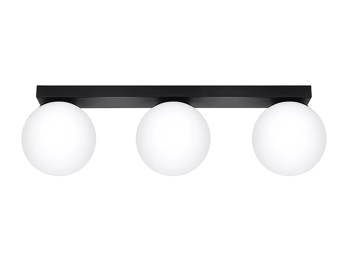 Plafonniers Zynfi moderne en acier/verre - 3 sources lumineuses 4000K - L.50 x H.14,5 cm - noir