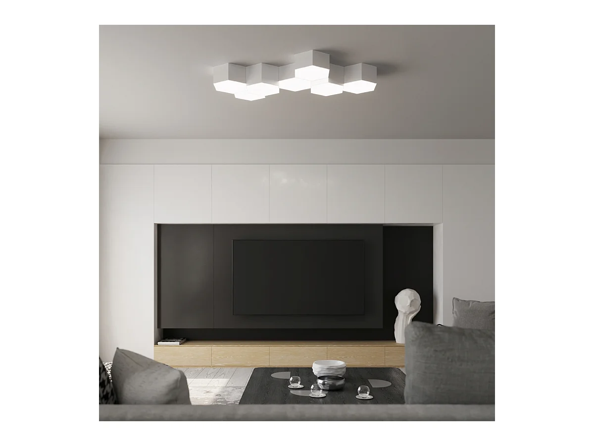 Plafondlampen Solinia modern van  - 2 lichtbronnen 4000K - L.30,5 x H.13,5 cm - wit