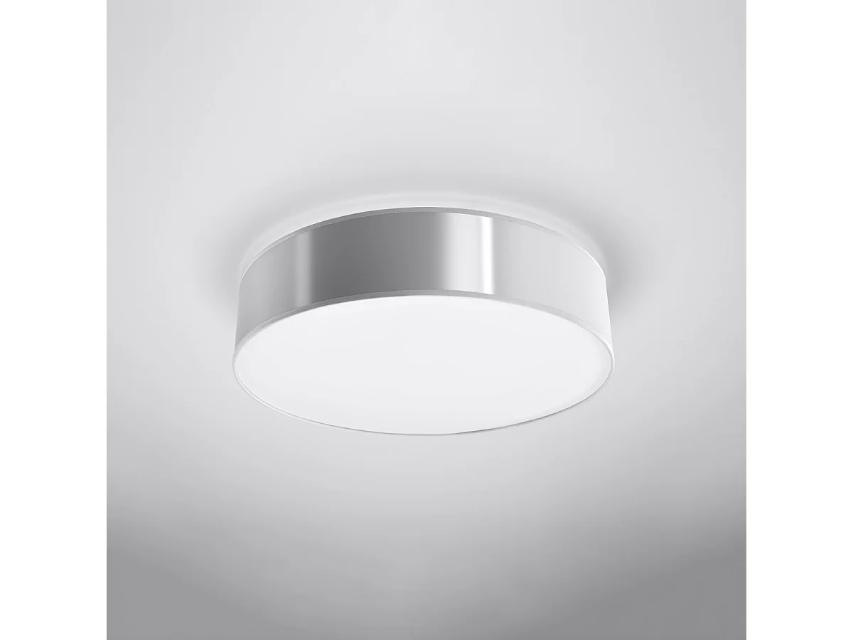 Plafonniers Cercle minimaliste en PVC - 3 sources lumineuses 4000K - L.45 x H.11 cm - gris