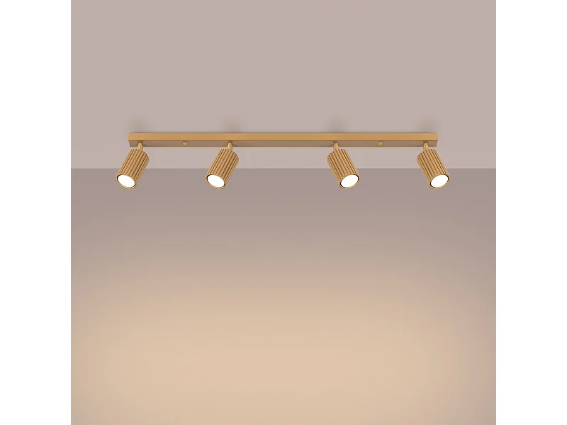 Plafondlamp Gloow minimalistisch van  - 4 lichtbronnen 3000K - L.81 x H.16,5 cm - gouden