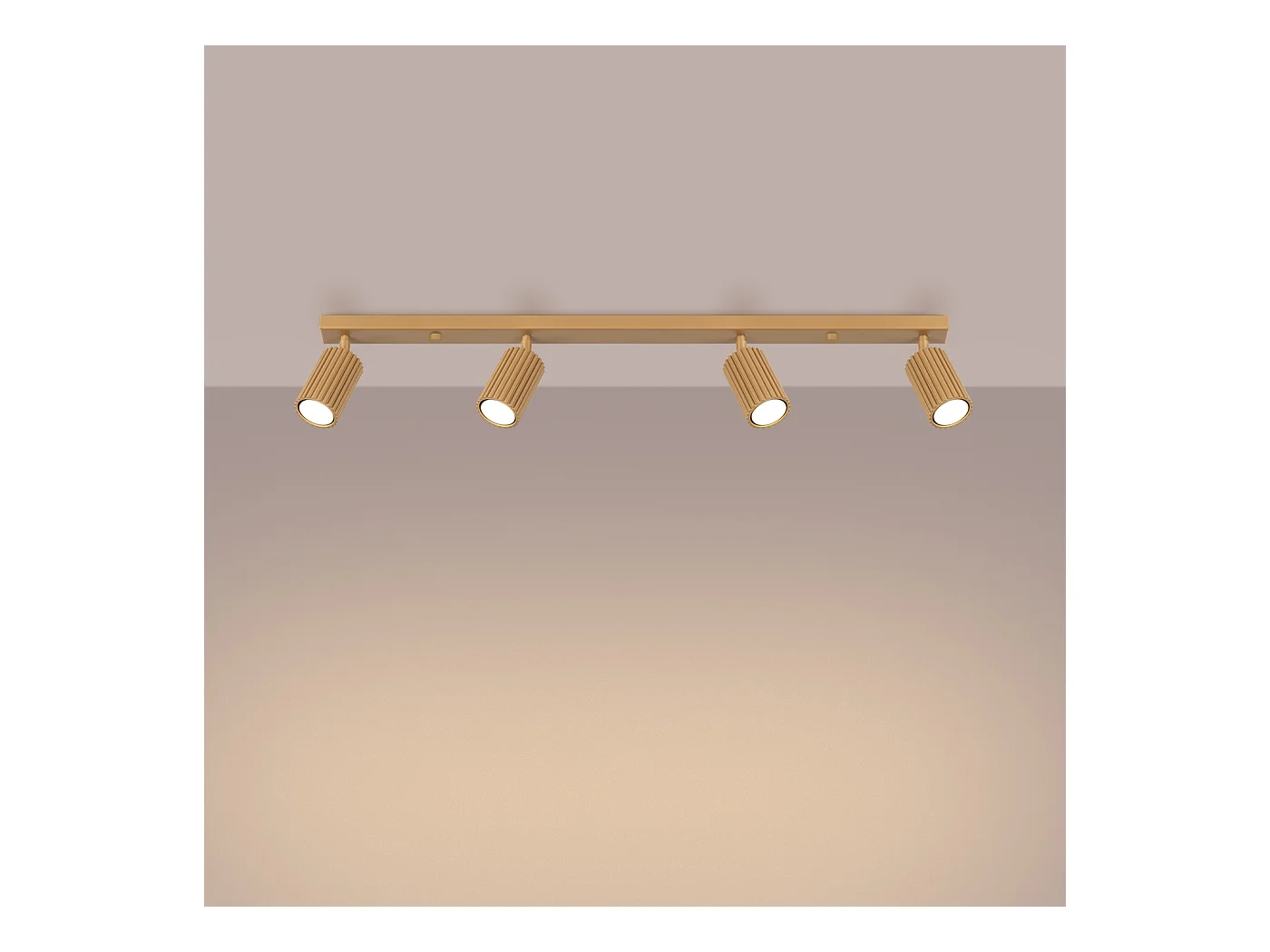 Plafondlamp Gloow minimalistisch van  - 4 lichtbronnen 3000K - L.81 x H.16,5 cm - gouden