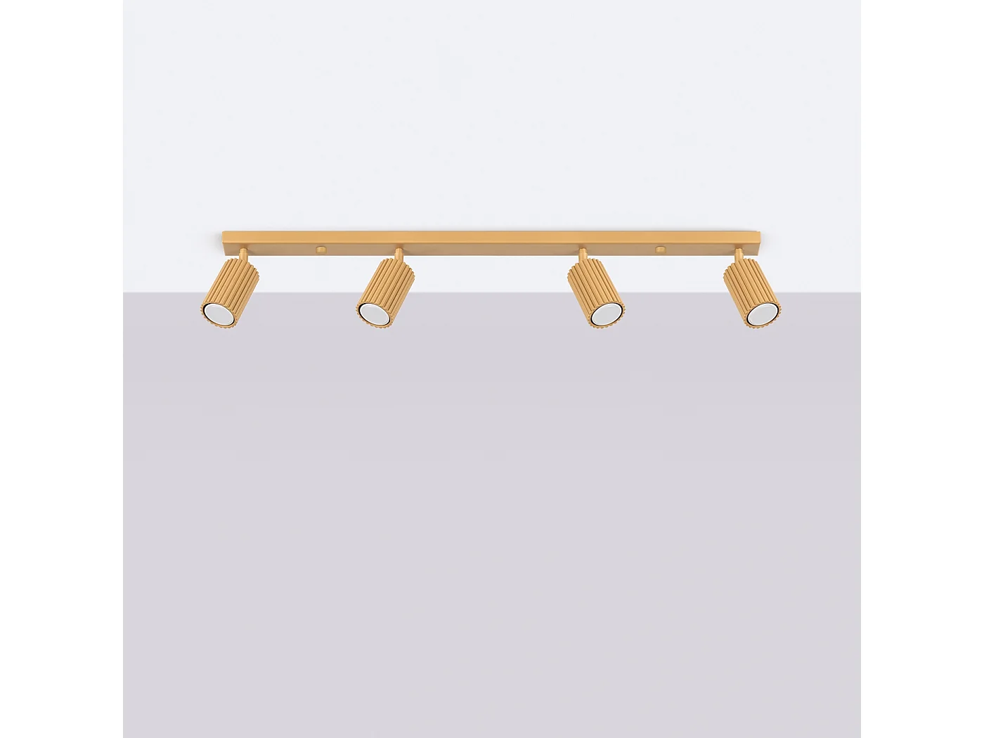 Plafonnier Gloow minimaliste en aluminium - 4 sources lumineuses 3000K - L.81 x H.16,5 cm - doré