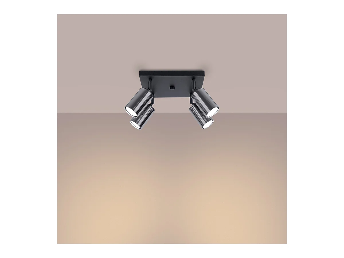 Plafondlampen Glois modern van  - 4 lichtbronnen 4000K - L.25 x H.19 cm - zwart/chroom