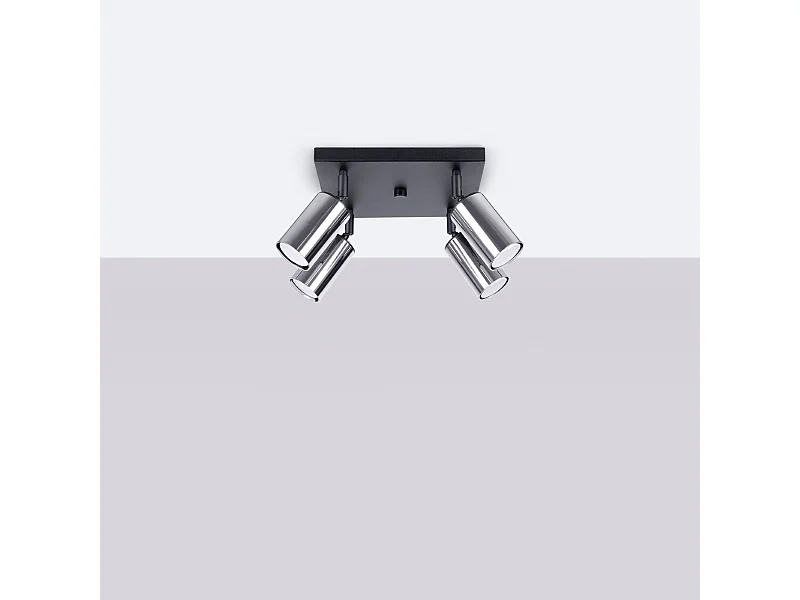 Plafondlampen Glois modern van  - 4 lichtbronnen 4000K - L.25 x H.19 cm - zwart/chroom