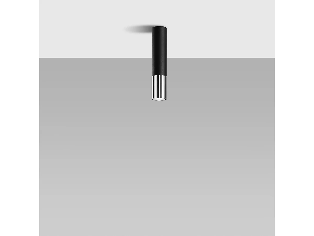 Plafonniers Zarpex moderne en acier - 1 sources lumineuses 4000K - L.6 x H.29 cm - noir/chromé