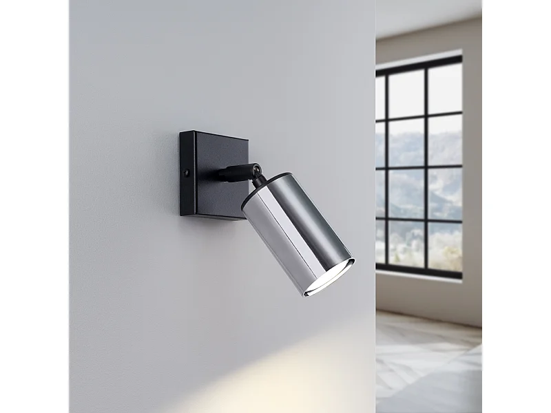 Lustre Glois moderne en acier - 1 sources lumineuses 3000K - L.8 x H.18,5 cm - noir/chromé