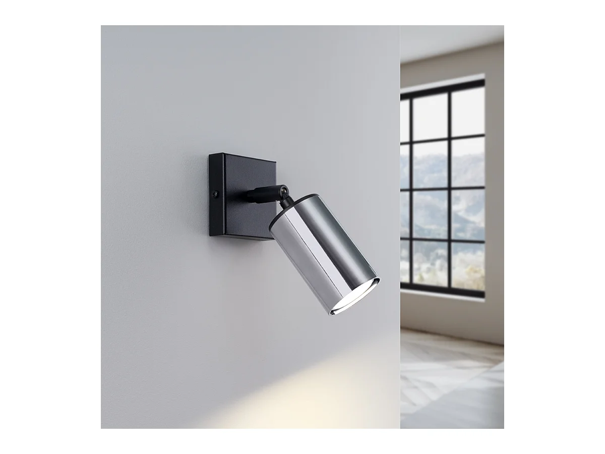 Lustre Glois moderne en acier - 1 sources lumineuses 3000K - L.8 x H.18,5 cm - noir/chromé