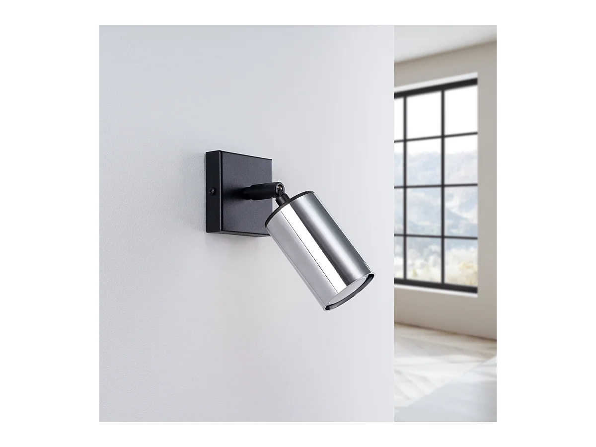 Lustre Glois moderne en acier - 1 sources lumineuses 3000K - L.8 x H.18,5 cm - noir/chromé