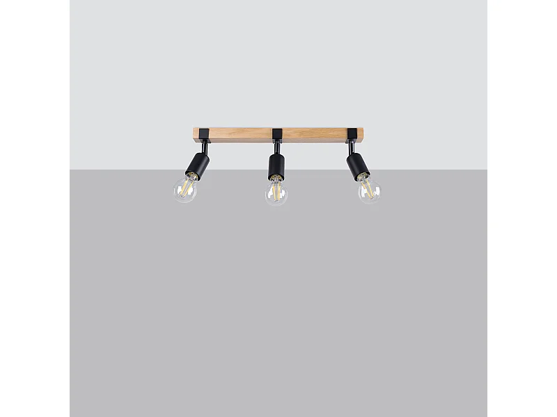 Plafondlampen Shad modern van  - 3 lichtbronnen 4000K - L.53 x H.14 cm - zwart hout