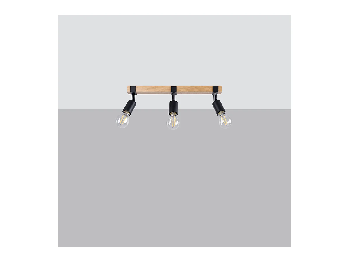 Plafondlampen Shad modern van  - 3 lichtbronnen 4000K - L.53 x H.14 cm - zwart hout