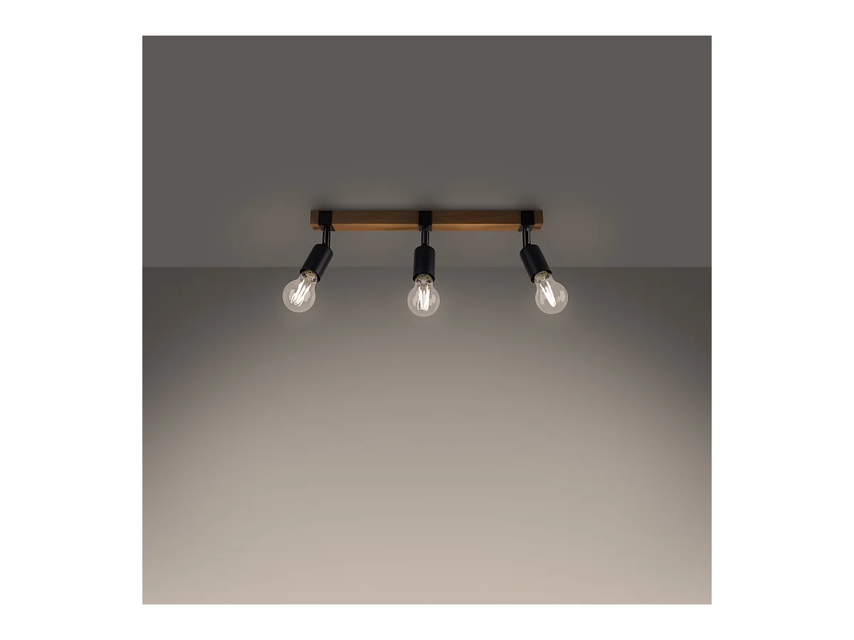 Plafondlampen Shad modern van  - 3 lichtbronnen 4000K - L.53 x H.14 cm - zwart hout