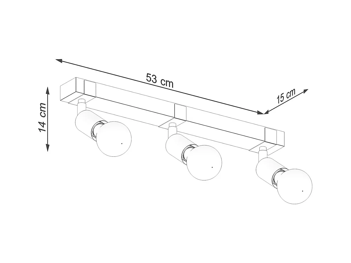 Plafondlampen Shad modern van  - 3 lichtbronnen 4000K - L.53 x H.14 cm - zwart hout