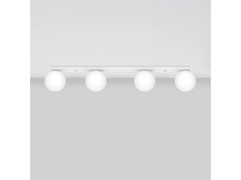 Plafonniers Zynfi moderne en acier/verre - 4 sources lumineuses 4000K - L.88 x H.14,5 cm - blanc