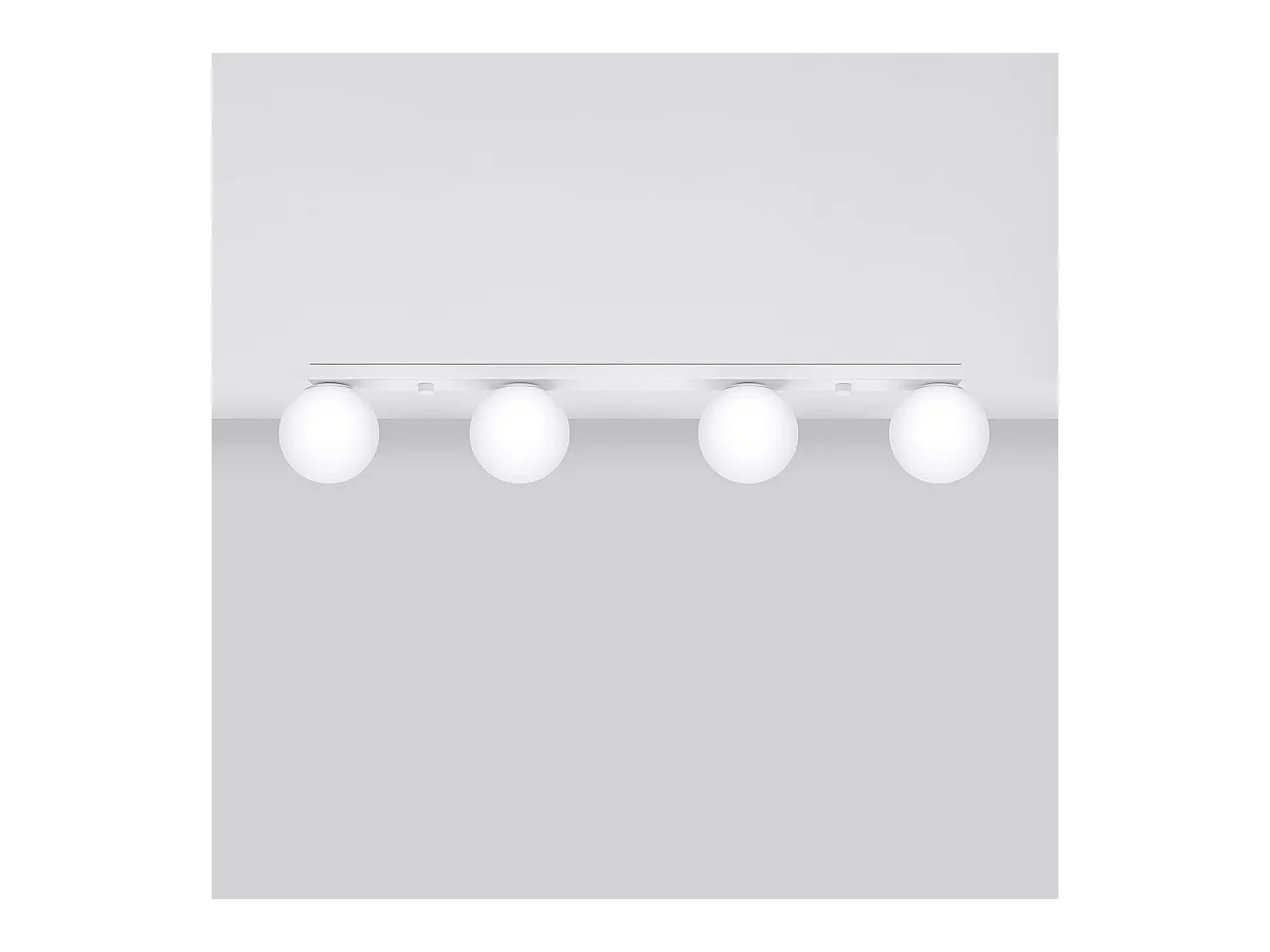Plafonniers Zynfi moderne en acier/verre - 4 sources lumineuses 4000K - L.88 x H.14,5 cm - blanc