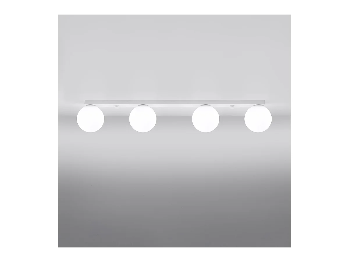 Plafonniers Zynfi moderne en acier/verre - 4 sources lumineuses 4000K - L.88 x H.14,5 cm - blanc