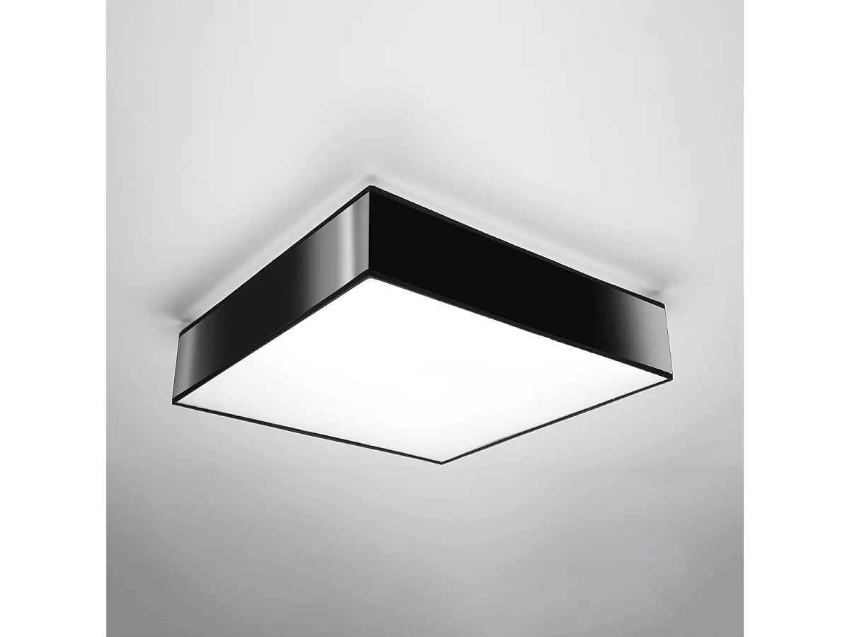 Plafonniers Care minimaliste en PVC - 4 sources lumineuses 4000K - L.55 x H.11 cm - noir