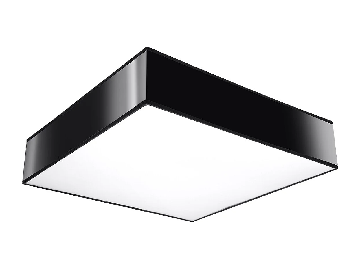 Plafonniers Care minimaliste en PVC - 4 sources lumineuses 4000K - L.55 x H.11 cm - noir