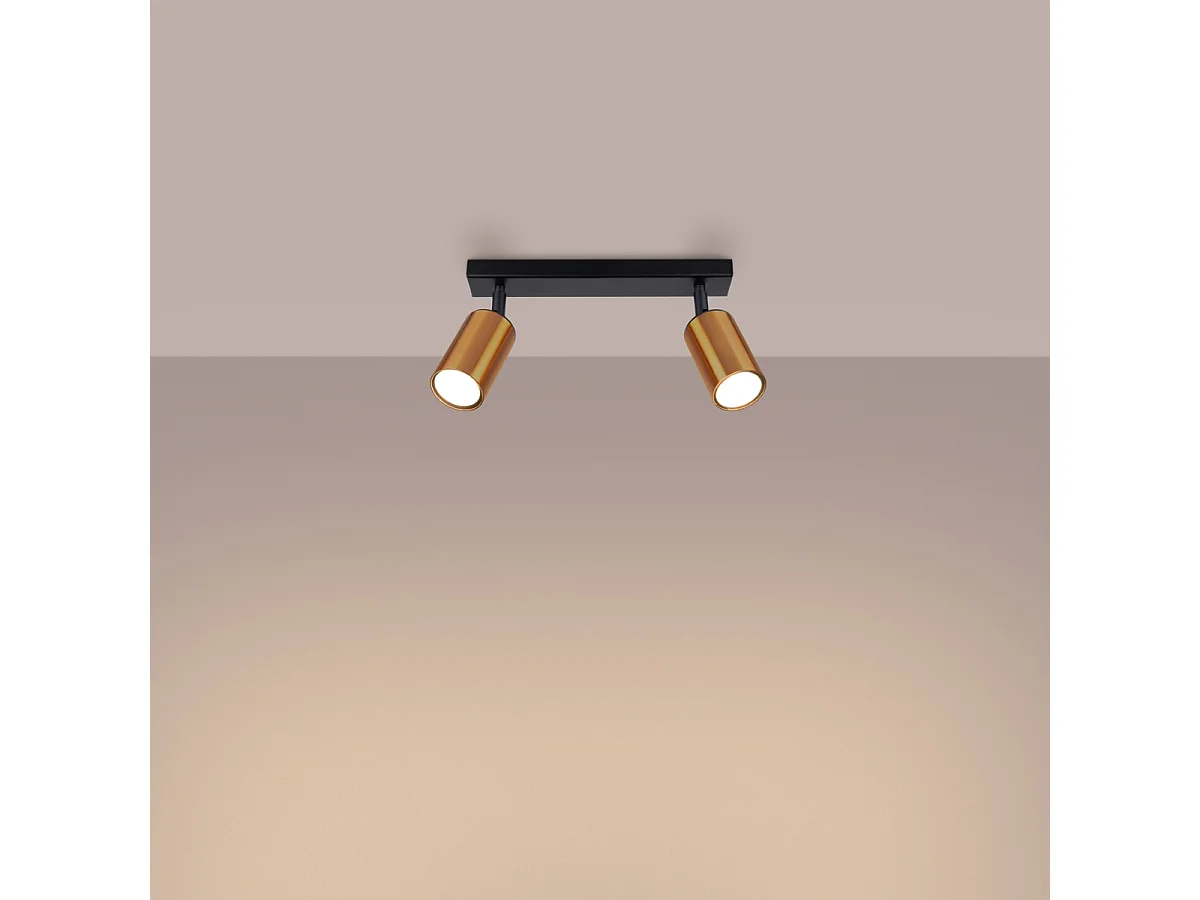 Plafonniers Glois moderne en acier - 2 sources lumineuses 3000K - L.30 x H.18,5 cm - noir/cuivre