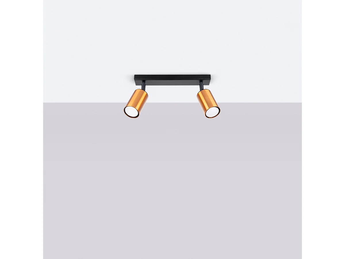 Plafonniers Glois moderne en acier - 2 sources lumineuses 3000K - L.30 x H.18,5 cm - noir/cuivre