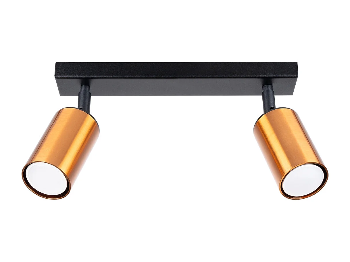 Plafonniers Glois moderne en acier - 2 sources lumineuses 3000K - L.30 x H.18,5 cm - noir/cuivre