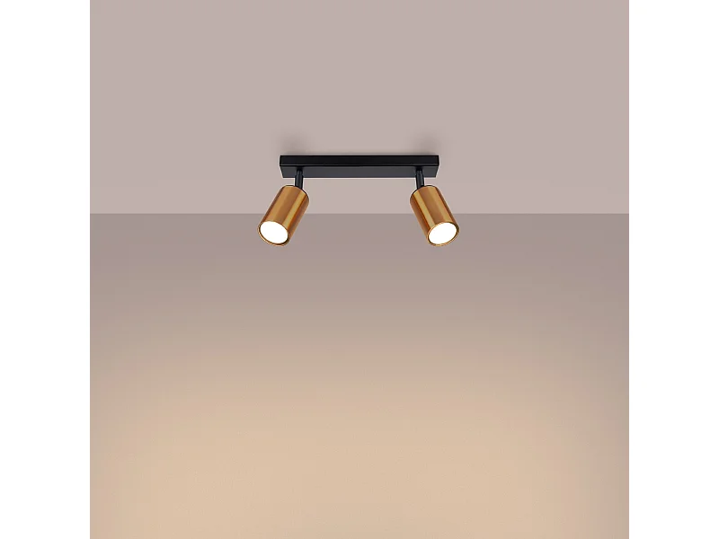 Plafondlampen Glois modern van  - 2 lichtbronnen 3000K - L.30 x H.18,5 cm - zwart/koper