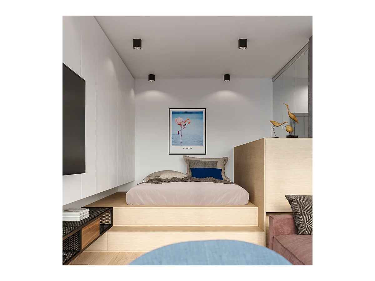 Lampade da soffitto Qioli moderno di alluminio - 1 sorgenti luminose 4000K - L.12 x A.11 cm - nero