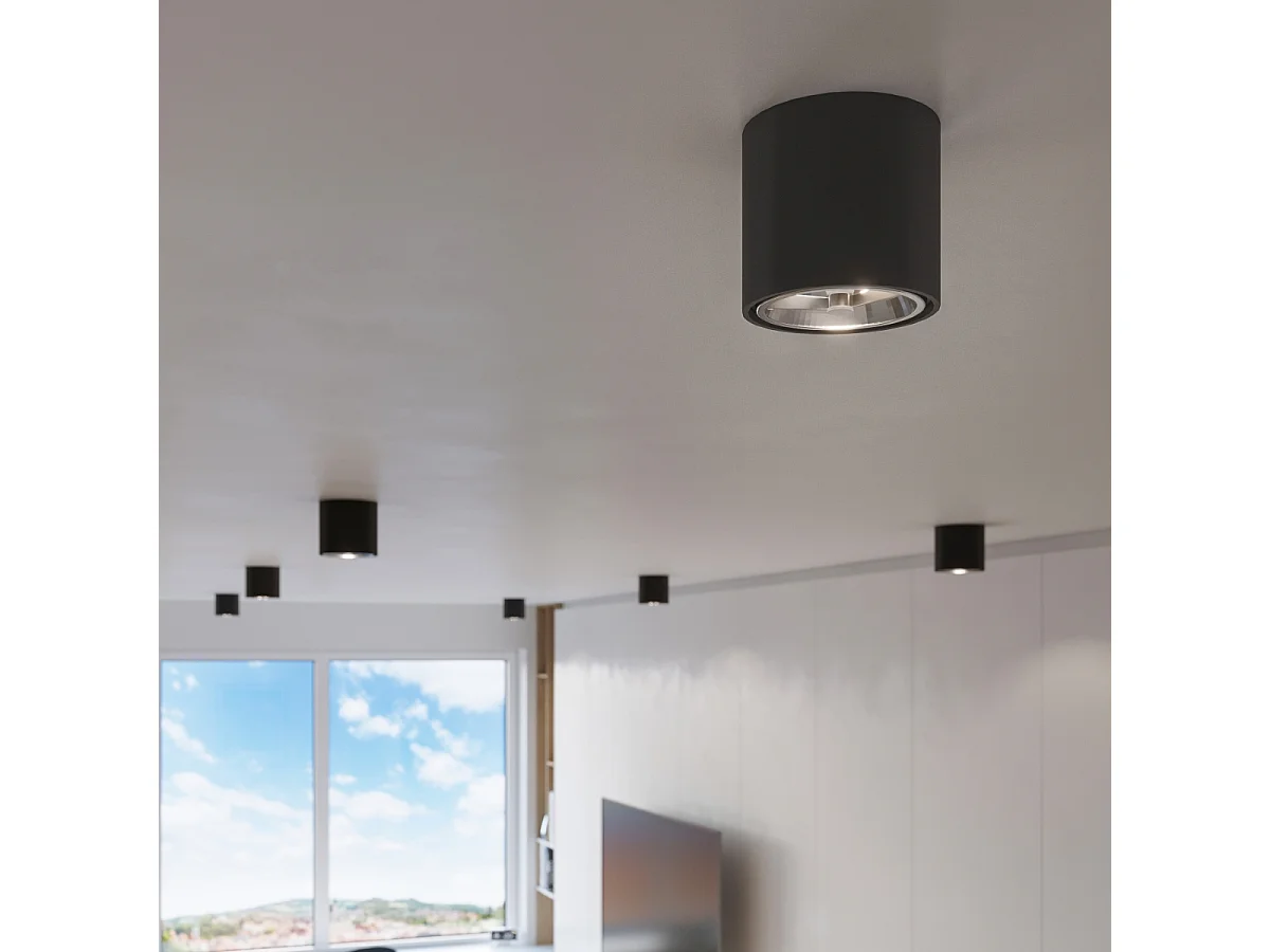 Plafonniers Qioli moderne en aluminium - 1 sources lumineuses 4000K - L.12 x H.11 cm - noir