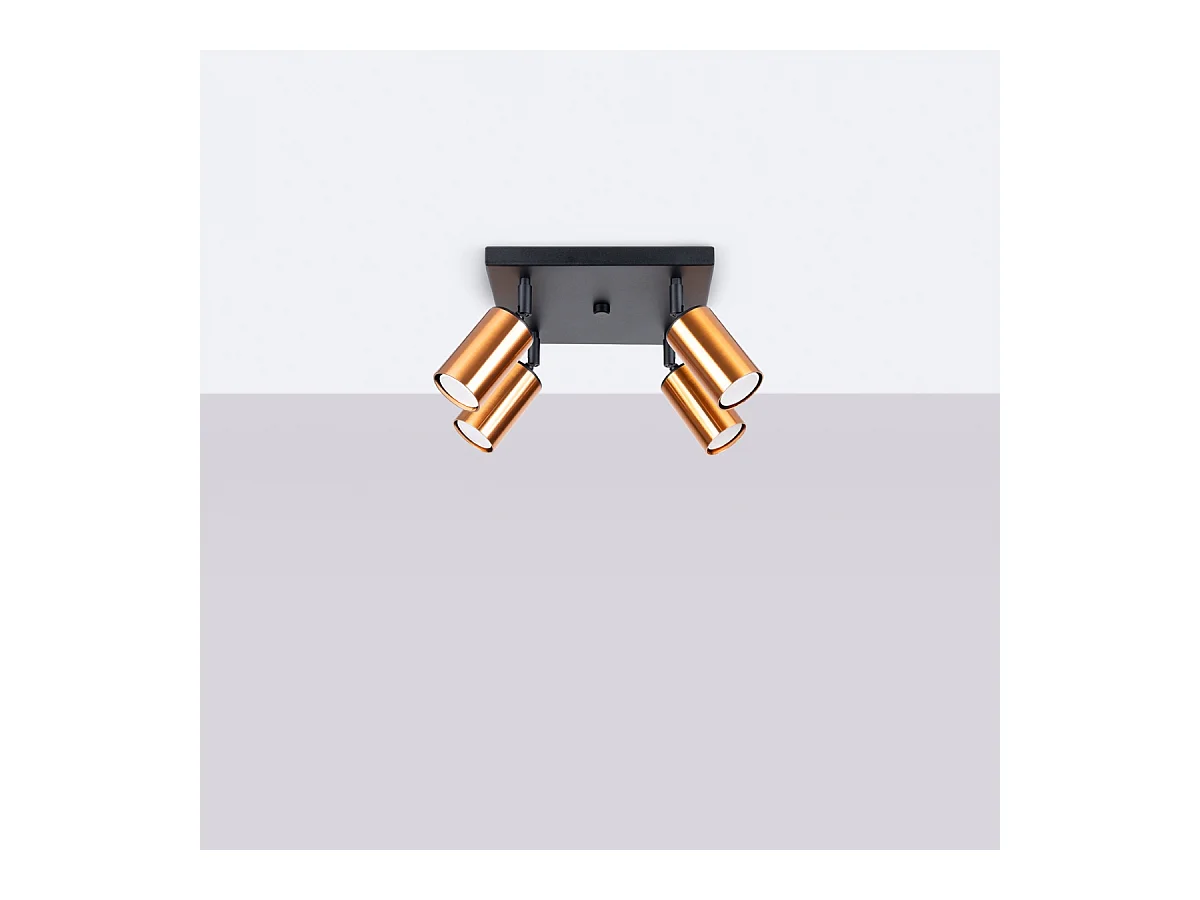 Plafondlampen Glois modern van  - 4 lichtbronnen 4000K - L.25 x H.19 cm - zwart/koper