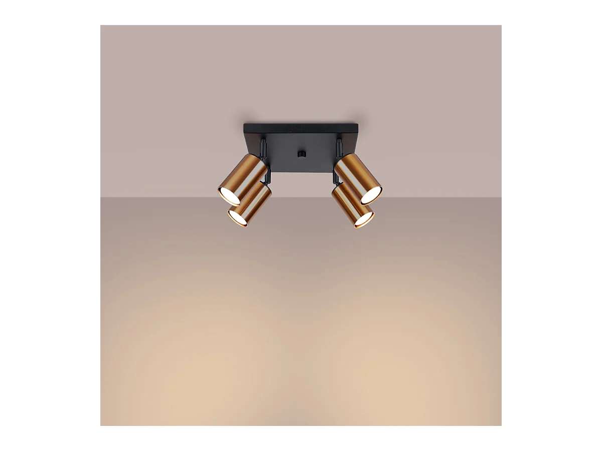 Plafondlampen Glois modern van  - 4 lichtbronnen 4000K - L.25 x H.19 cm - zwart/koper