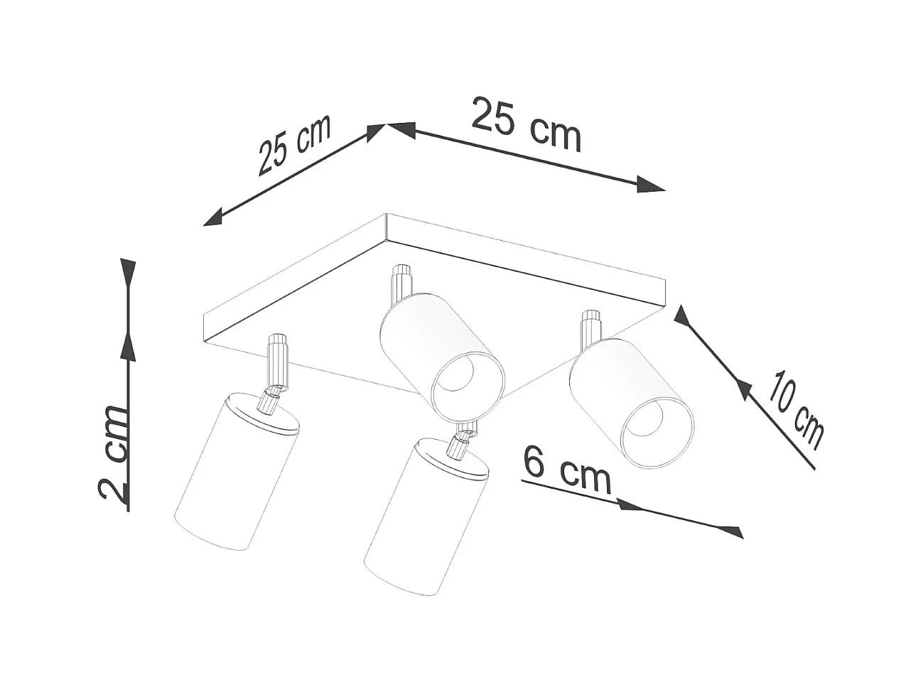 Plafondlampen Glois modern van  - 4 lichtbronnen 4000K - L.25 x H.19 cm - zwart/koper