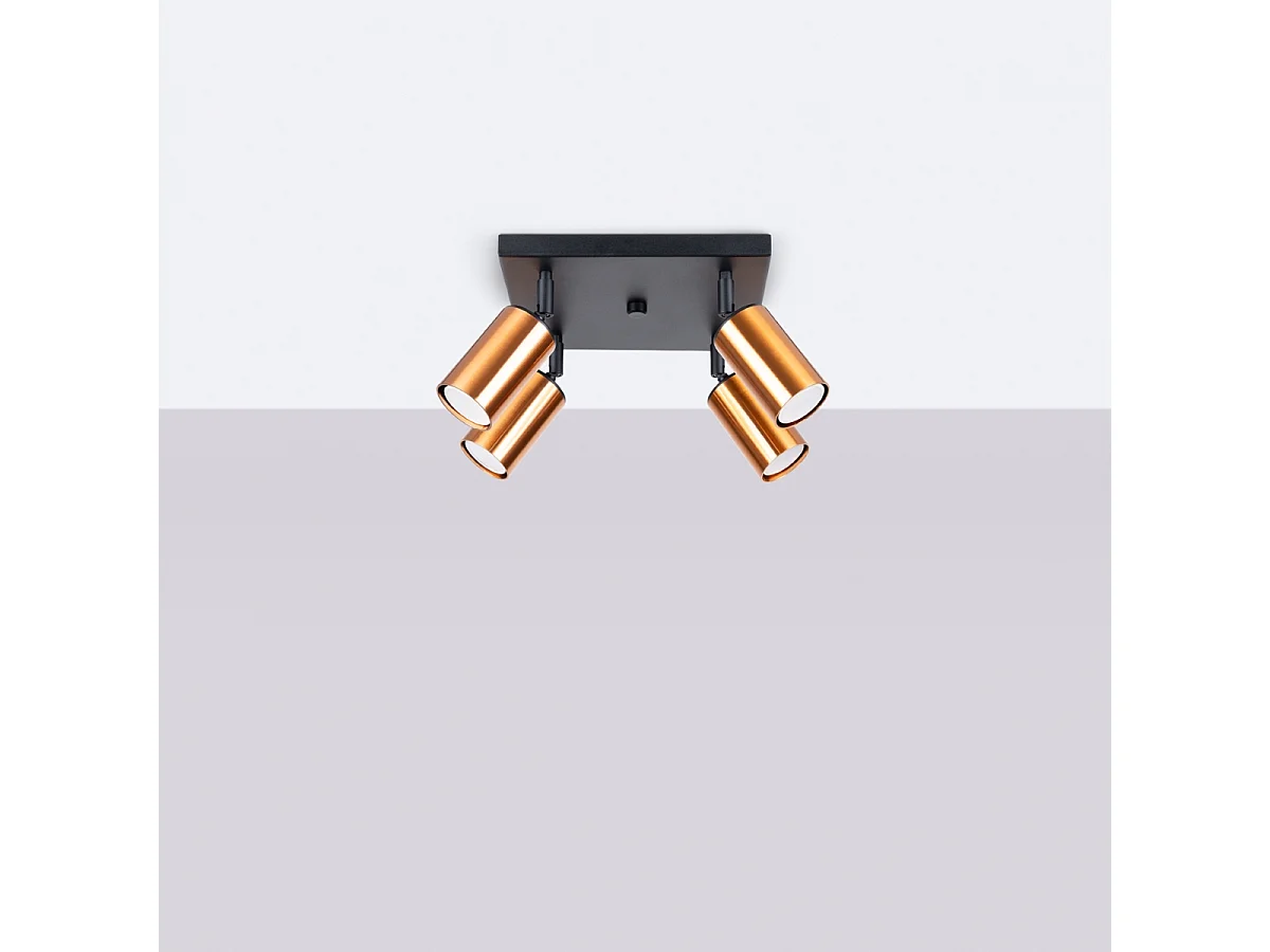 Plafonniers Glois moderne en acier - 4 sources lumineuses 4000K - L.25 x H.19 cm - noir/cuivre