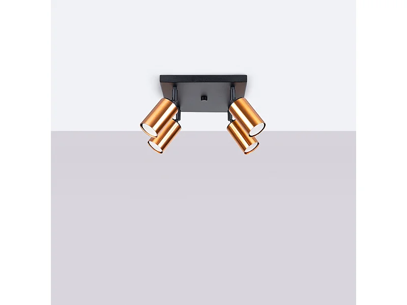 Plafonniers Glois moderne en acier - 4 sources lumineuses 4000K - L.25 x H.19 cm - noir/cuivre